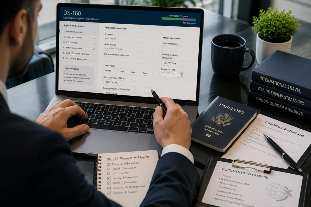 Business visa application preparation